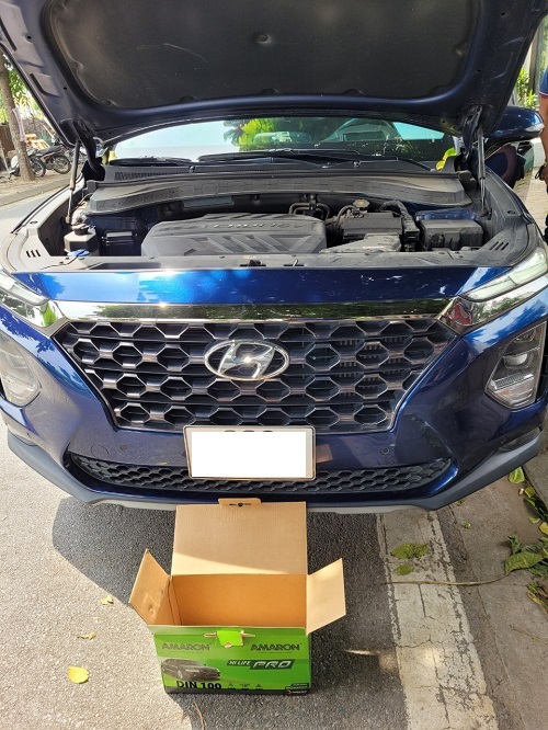 Ắc quy Amaron Din100 12V 100Ah xe Hyundai Santafer máy dầu