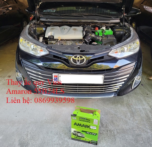 Thay ắc quy Amaron 55B24LS 12V 45Ah cho xe Toyota Vios