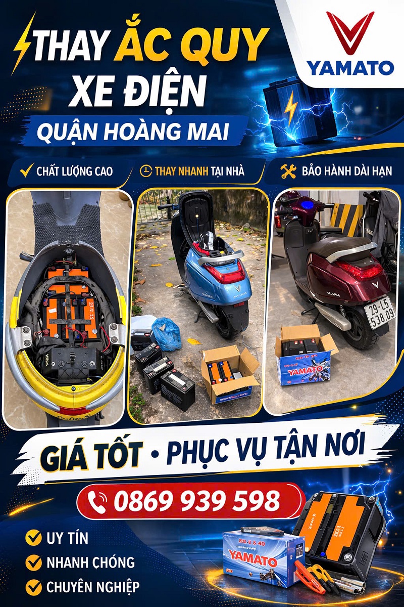 Thay ắc quy xe điện Quận Hoàng Mai