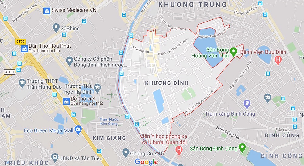 Bản đồ hành chính phường Khương Đình